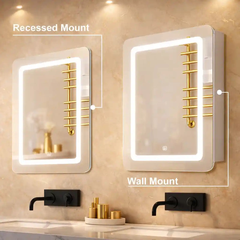 Elegant Wall Mounted LED Mirror Cabinet