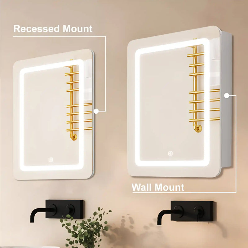 Elegant Wall Mounted LED Mirror Cabinet