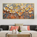 Elegant White Flower Abstract Canvas Wall Painting