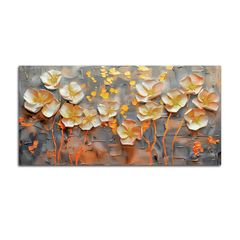 Elegant White Flower Abstract Canvas Wall Painting