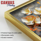 Elegant White Flower Abstract Canvas Wall Painting