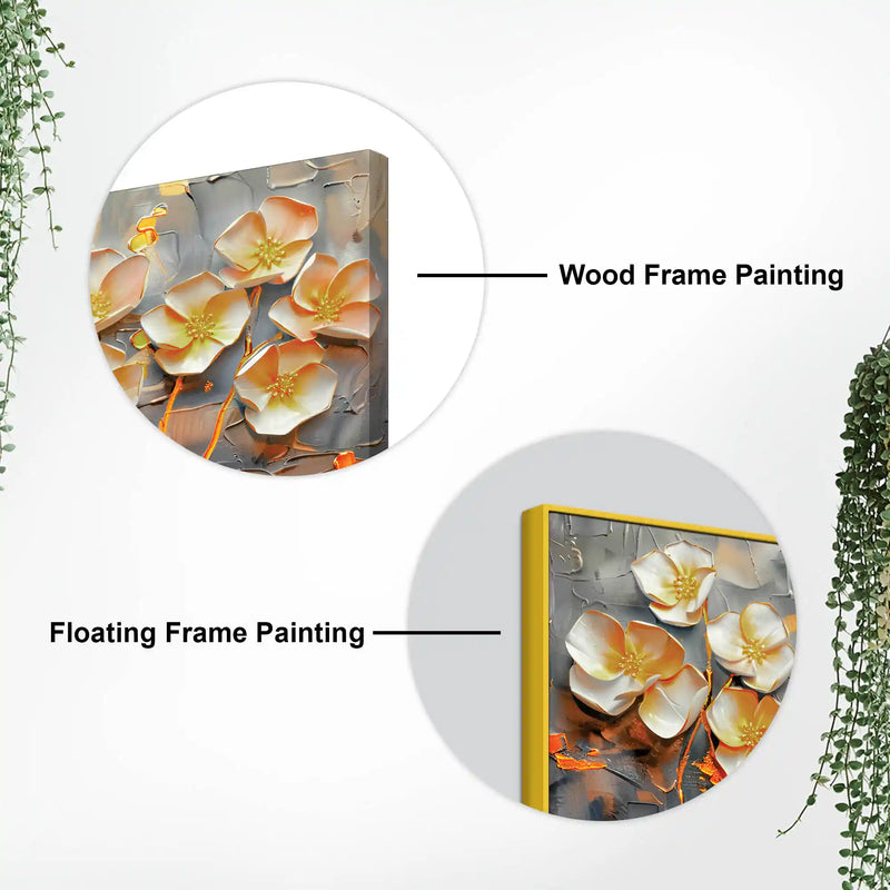 Elegant White Flower Abstract Canvas Wall Painting