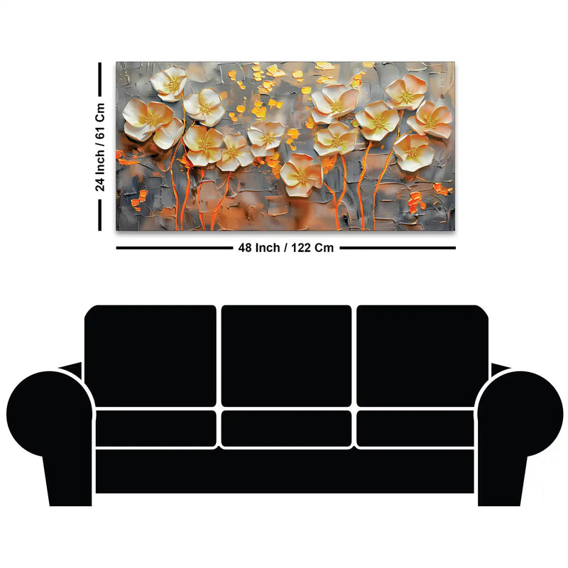 Elegant White Flower Abstract Canvas Wall Painting