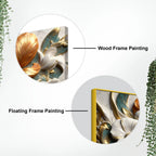 Elegant White Magnolia & Golden Leaves 3D Canvas Wall Painting