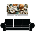 Elegant White Magnolia & Golden Leaves 3D Canvas Wall Painting