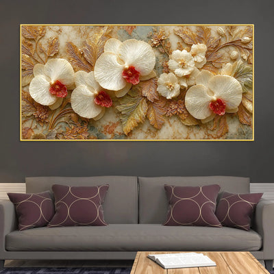 Elegant White Orchid Bloom 3D Canvas Wall Painting