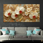 Elegant White Orchid Bloom 3D Canvas Wall Painting