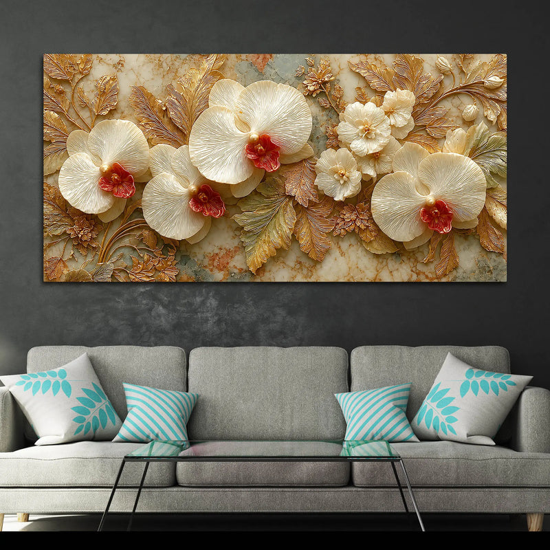 Elegant White Orchid Bloom 3D Canvas Wall Painting