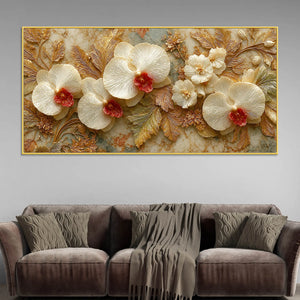 Elegant White Orchid Bloom 3D Canvas Wall Painting