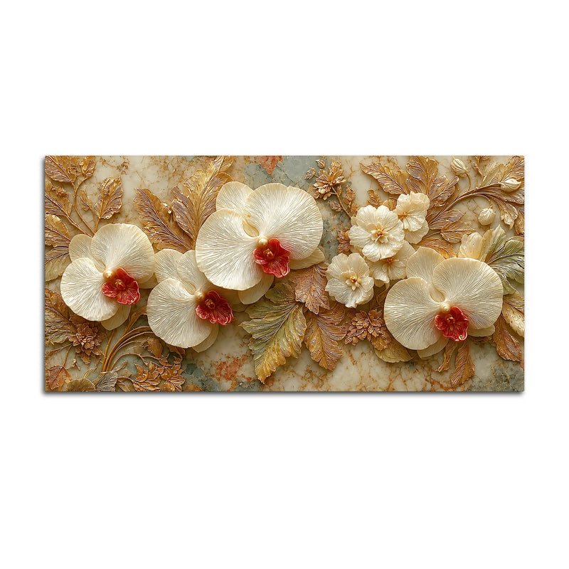 Elegant White Orchid Bloom 3D Canvas Wall Painting