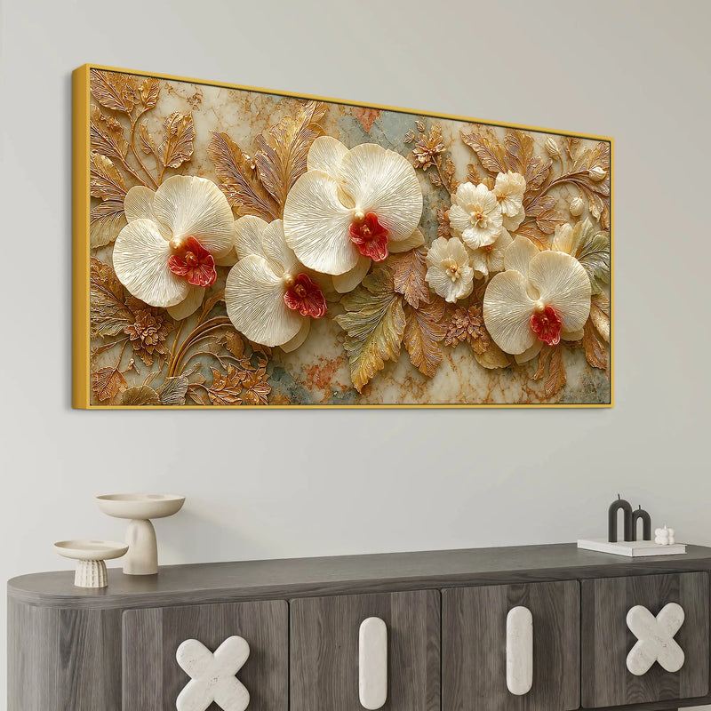 Elegant White Orchid Bloom 3D Canvas Wall Painting