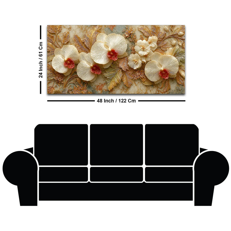 Elegant White Orchid Bloom 3D Canvas Wall Painting