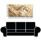 Elegant White Stallion with Liquid Gold Swirls 3D Canvas Wall Painting