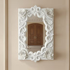 Elegant White Sunburst 3D Wall Mirror | Decorative Round Mirror for Living Room