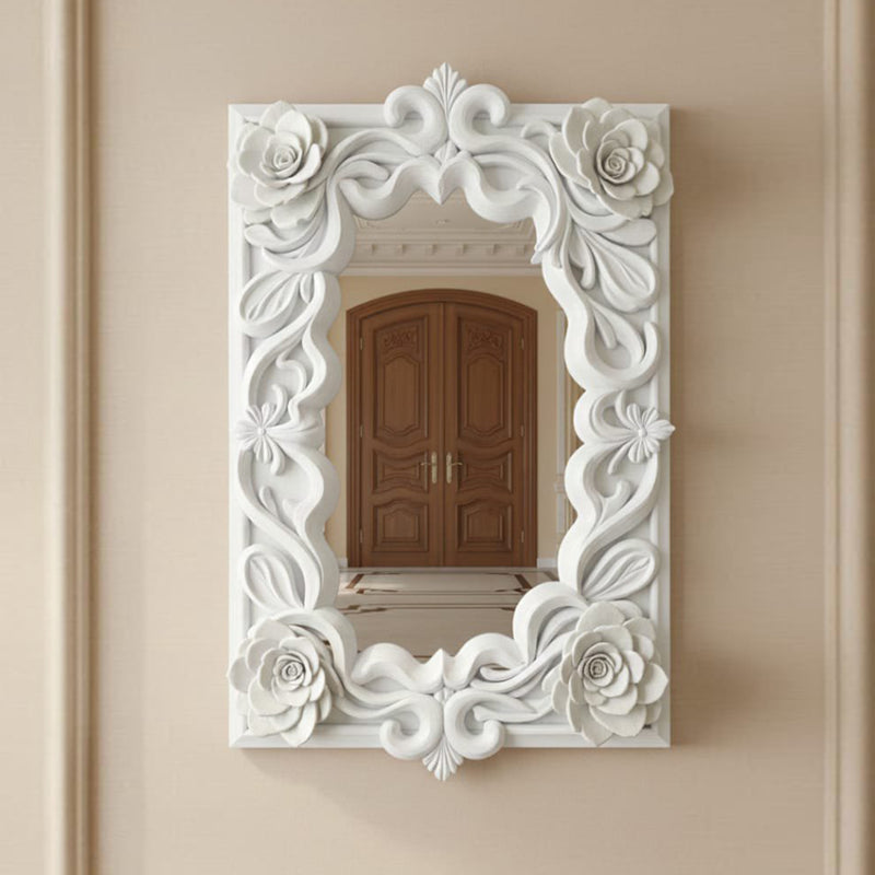 Elegant White Sunburst 3D Wall Mirror | Decorative Round Mirror for Living Room