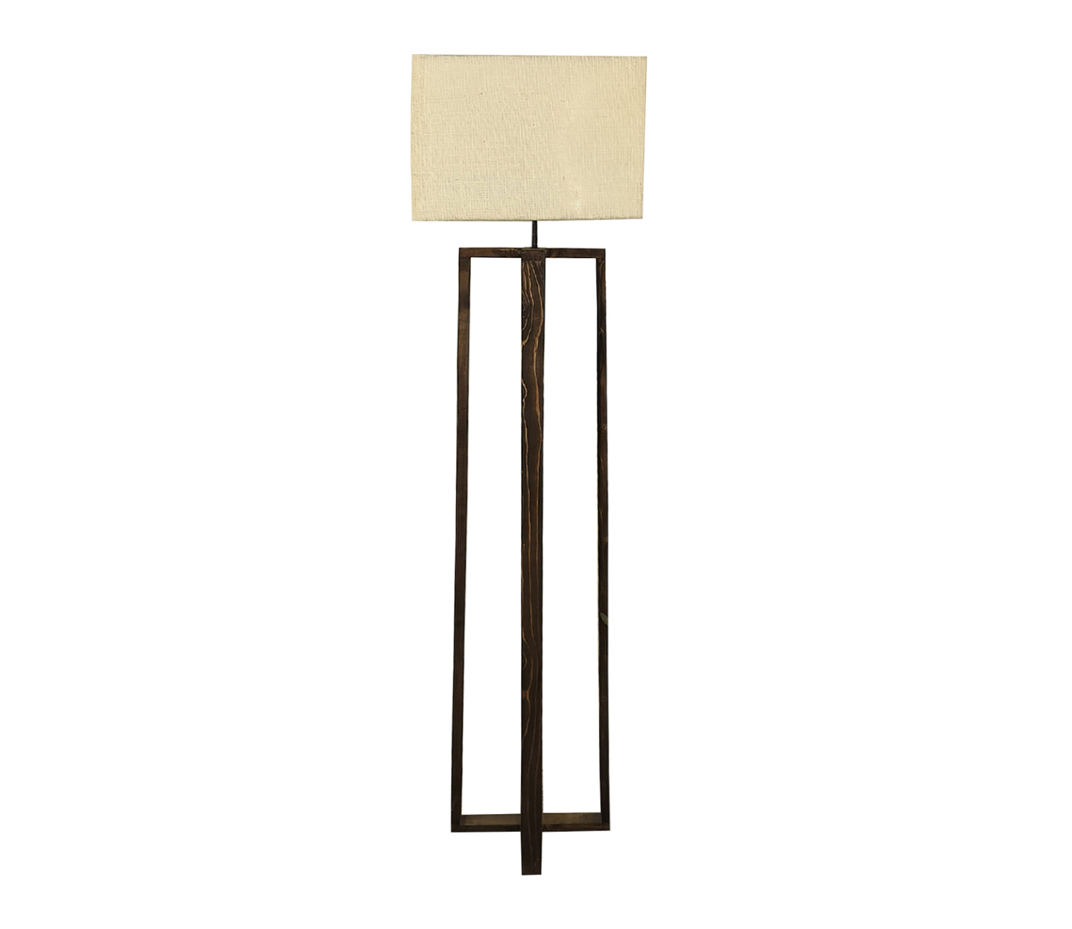 Elegant Wooden Floor Lamp with Brown Base and Beige Color Fabric