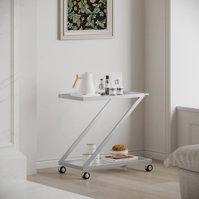 Elegant Z-Leg Serving Trolley in Metal Finish