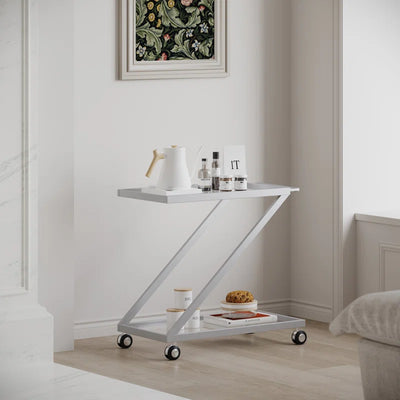 Elegant Z-Leg Serving Trolley in Metal Finish