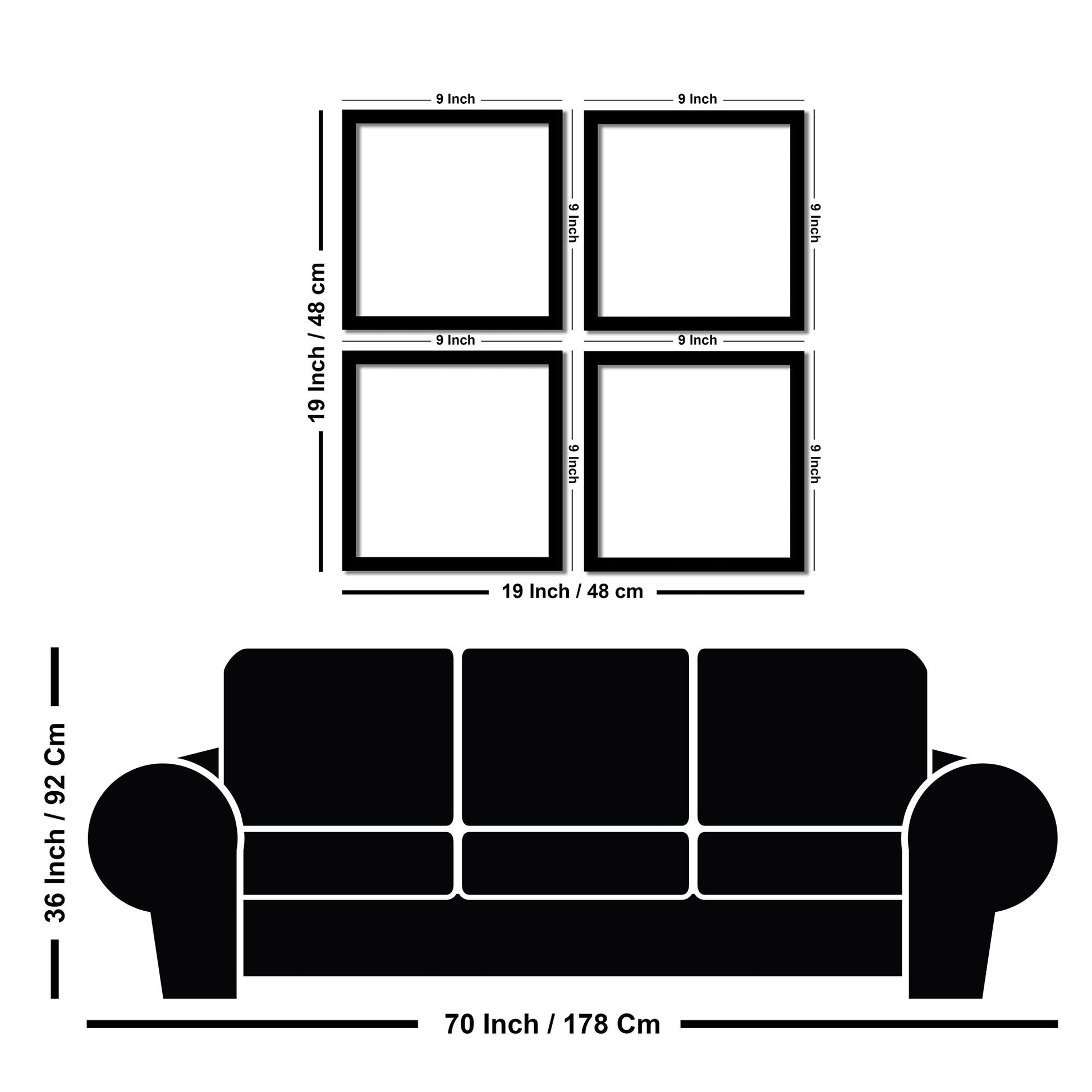 Elements Seamless Decorative Pattern Design Wall Frame Set of Four