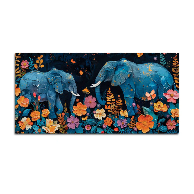 Elephant Floral Canvas Abstract Artwork Wall Painting for Home Decor