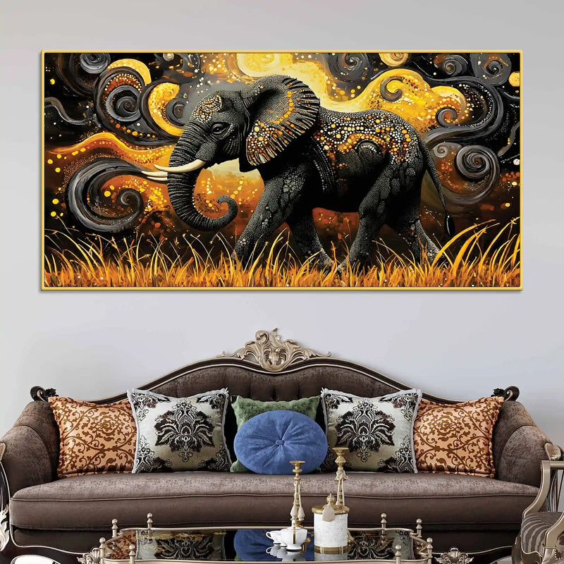 elephant-of-prosperity-walking-in-golden-fields-psychedelic-canvas-wall-painting