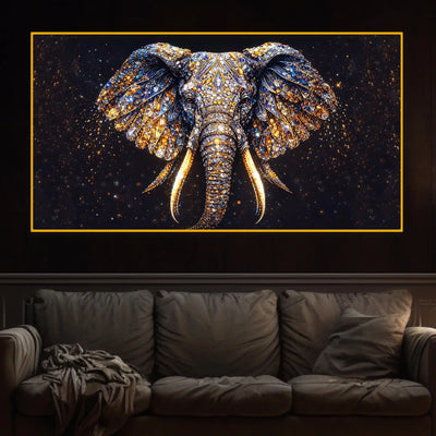 Elephant Power Symbol Wall Art Crystal Glass Painting