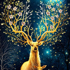 Enchanted Forest Guardians Floating Frame Crystal Wall Painting