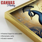 Enchanted Peacock Surrounded by Waves of Gold Canvas Wall Painting