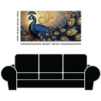 Enchanted Peacock Surrounded by Waves of Gold Canvas Wall Painting