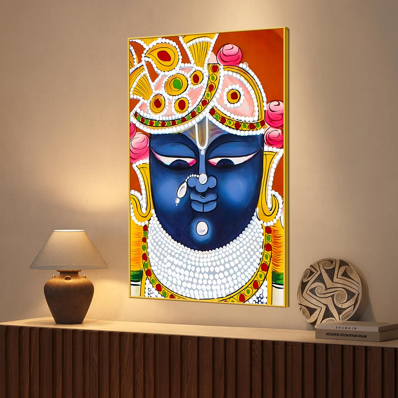 Enchanting Lord Shreenathji Pichwai Style Portrait Canvas Painting