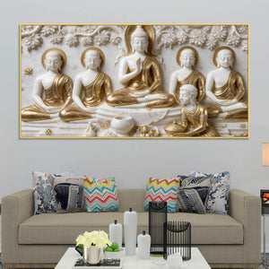 Enlightened Buddha with Devotee 3D Canvas Wall Painting