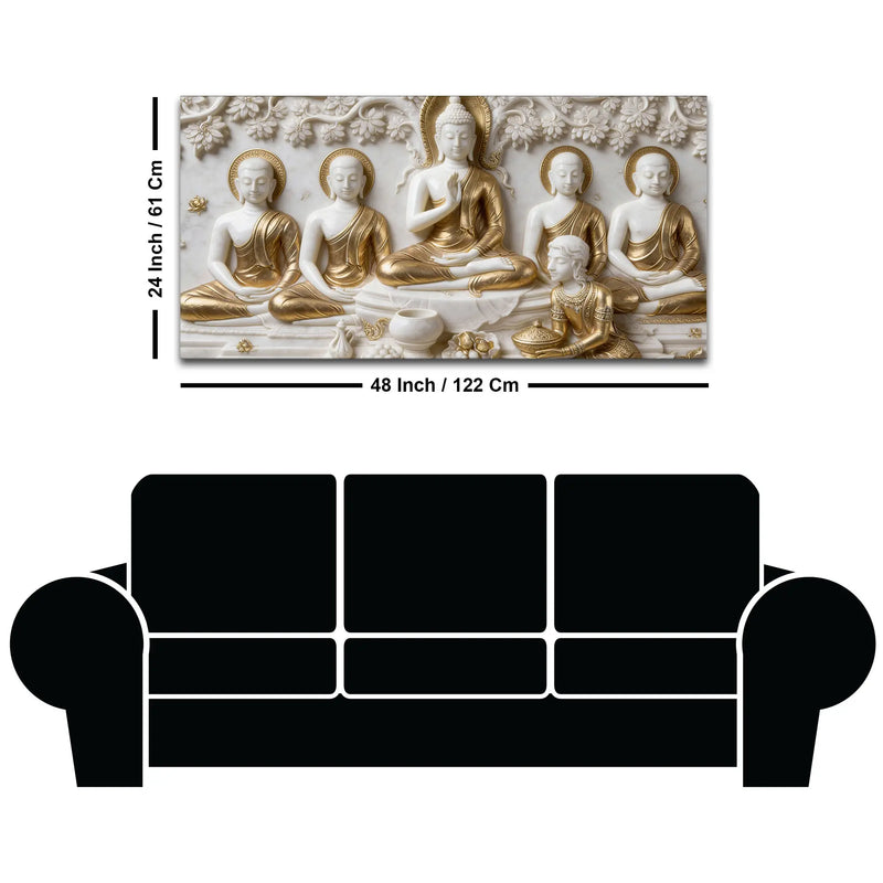 Enlightened Buddha with Devotee 3D Canvas Wall Painting