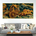 Epic Mahabharata War Scene Krishna Arjuna Painting