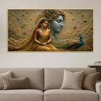 Eternal Bond of Shri Radha Krishna 3D Bas-Relief Type Canvas Wall Painting