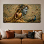 Eternal Bond of Shri Radha Krishna 3D Bas-Relief Type Canvas Wall Painting