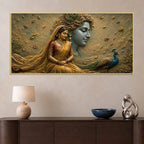 Eternal Bond of Shri Radha Krishna 3D Bas-Relief Type Canvas Wall Painting
