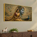 Eternal Bond of Shri Radha Krishna 3D Bas-Relief Type Canvas Wall Painting