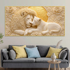 Eternal Bond of the White Lion Couple 3D Canvas Wall Painting