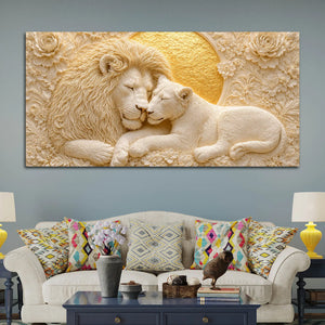 Eternal Bond of the White Lion Couple 3D Canvas Wall Painting