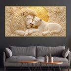 Eternal Bond of the White Lion Couple 3D Canvas Wall Painting