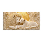 Eternal Bond of the White Lion Couple 3D Canvas Wall Painting