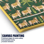 Eternal Dance of Lord Krishna & Shri Radha Among Cows Pichwai Canvas Wall Painting
