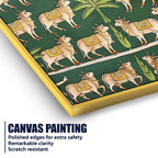 Eternal Dance of Lord Krishna & Shri Radha Among Cows Pichwai Canvas Wall Painting