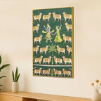 Eternal Dance of Lord Krishna & Shri Radha Among Cows Pichwai Canvas Wall Painting