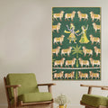 Eternal Dance of Lord Krishna & Shri Radha Among Cows Pichwai Canvas Wall Painting
