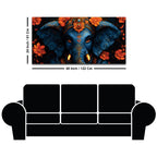 Eternal Indigo Lord Ganpati In Divine Floral Aura Premium Canvas Wall Painting for Home & Office – Modern Spiritual Wall Decor