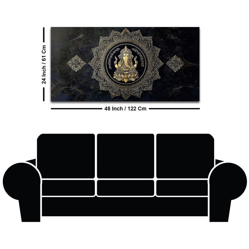 Eternal Lord Shri Ganesh Golden Mandala Art Canvas Wall Painting for Home & Office – Contemporary Spiritual Wall Art