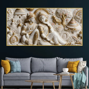 Eternal Love of Divine Couple Sculptural 3D Canvas Wall Painting