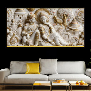Eternal Love of Divine Couple Sculptural 3D Canvas Wall Painting