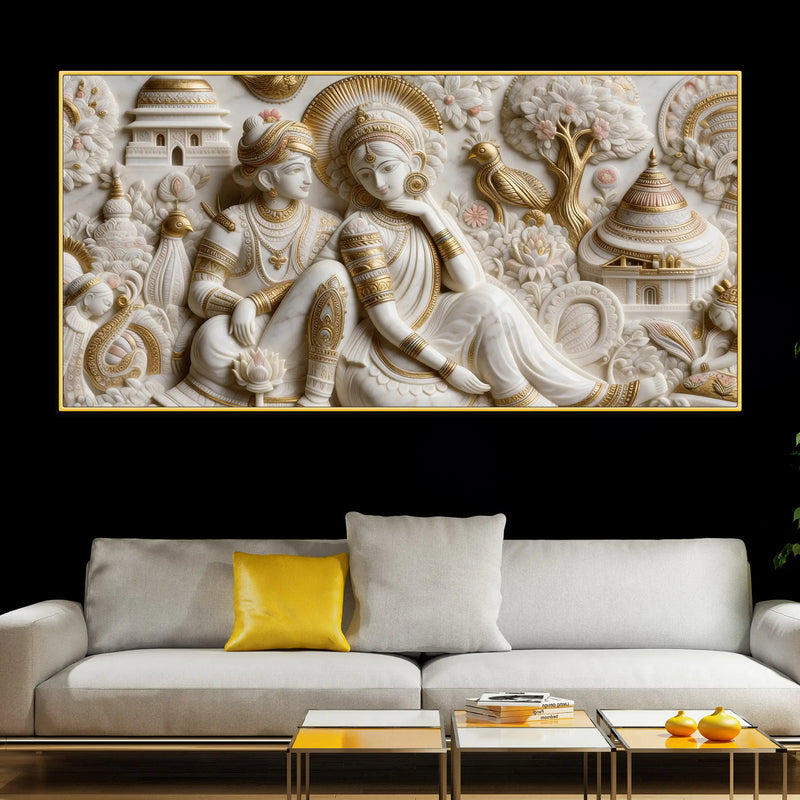 Eternal Love of Divine Couple Sculptural 3D Canvas Wall Painting